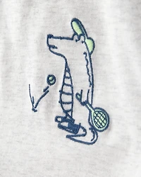 Baby Boy Alligator Polo Shirt - Blue/Grey