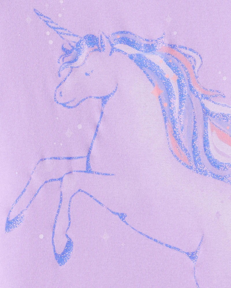 Girls Unicorn Print 100% Cotton Long-Sleeve 4-Piece Pyjamas - Purple