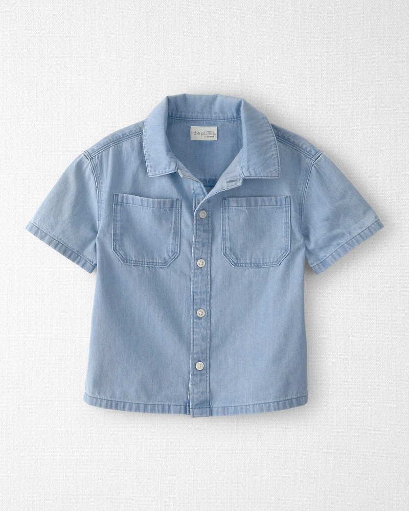 Toddler Boy Organic Cotton Chambray Button-Down Top