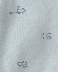 Baby Boy Train Side-Snap Tank - Blue