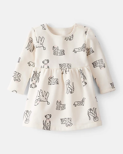 Baby Girl DayDream Fleece Puppy Knit Dress - Ivory