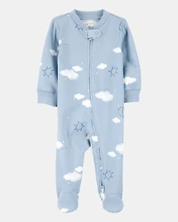 Baby Boy Cloud Print 2-Way Zip Cotton Sleeper