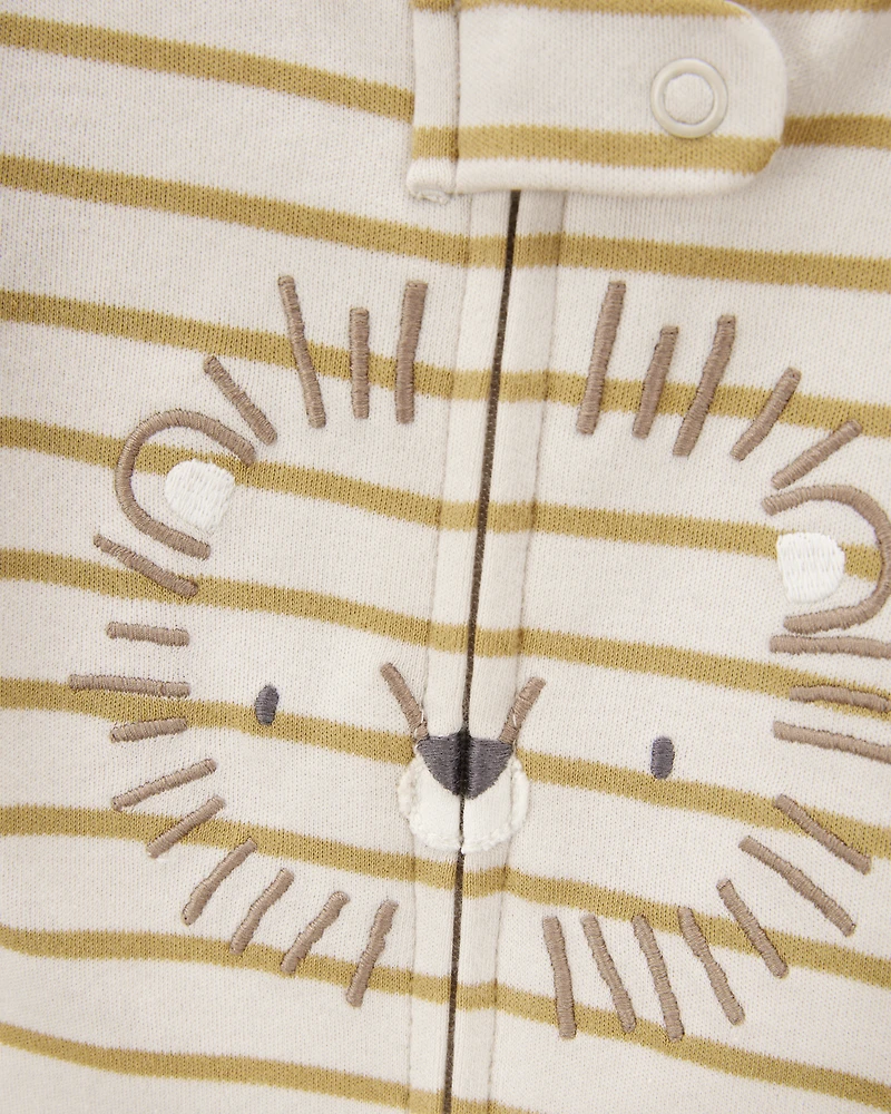 Baby Boy Lion Striped 2-Way Zipper Cotton Sleeper pyjamas