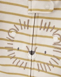 Baby Boy Lion Striped 2-Way Zipper Cotton Sleeper pyjamas