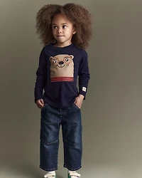 Toddler Boy Otter Long-Sleeve Relaxed Graphic Tee - Navy