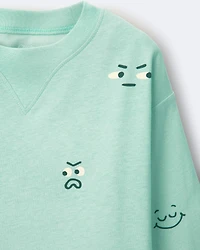 Toddler Boy Emotions Long Sleeve Relaxed Graphic Tee - Green