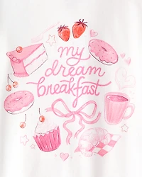 Girls Desserts 100% Cotton Snug Fit 4-Piece Pajamas - Pink/White