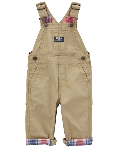 Baby Classic Plaid-Lined Canvas Overalls