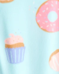 Toddler Girl Donuts DreamPlush Long-Sleeve Snug Fit 1-Piece Pajamas - Blue
