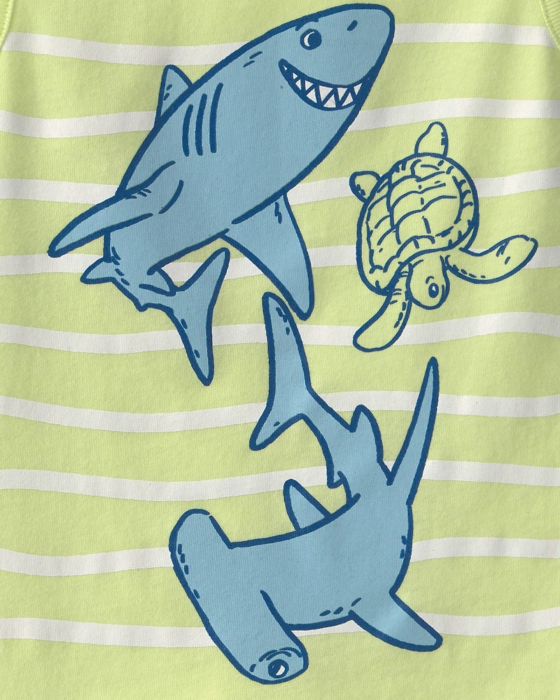 Toddler Boy Shark Graphic Tank - Green