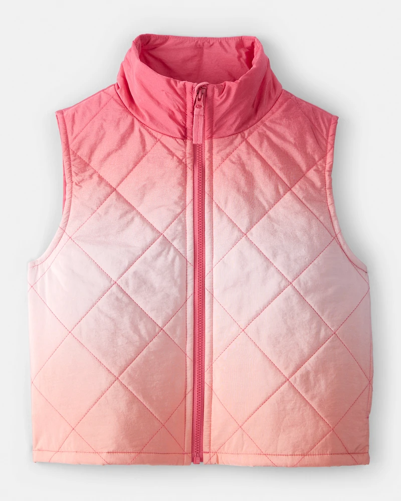 Girls Ombre Puffer Vest - Pink