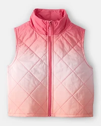 Girls Ombre Puffer Vest - Pink
