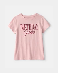 Girls 'Birthday Girlie' Graphic Tee - Pink