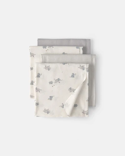 Baby 4-Pack Elephant Receiving Blankets - Grey/Ivory