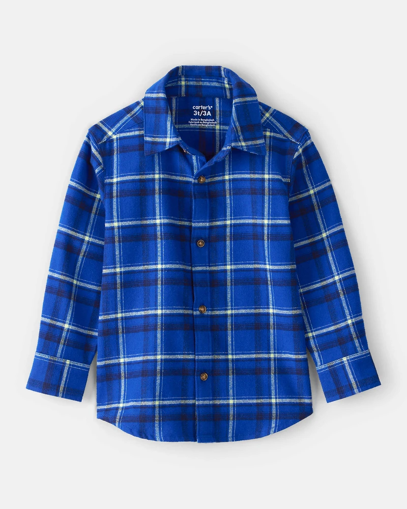 Toddler Boy Plaid Button-Down Shirt - Blue