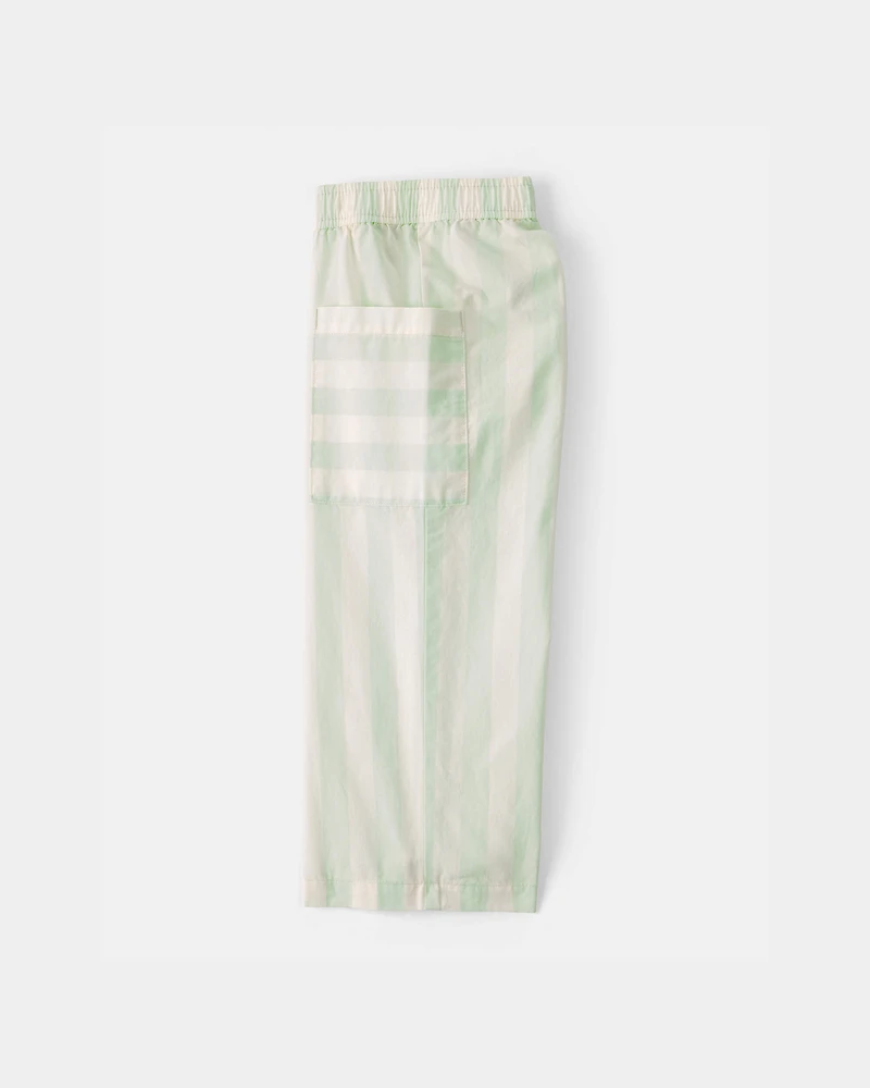 Toddler Girl Striped Pants - Green/Ivory