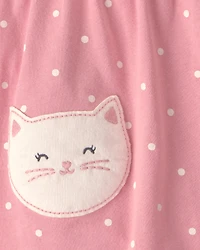 Baby Girl Kitten Bodysuit Dress - Pink