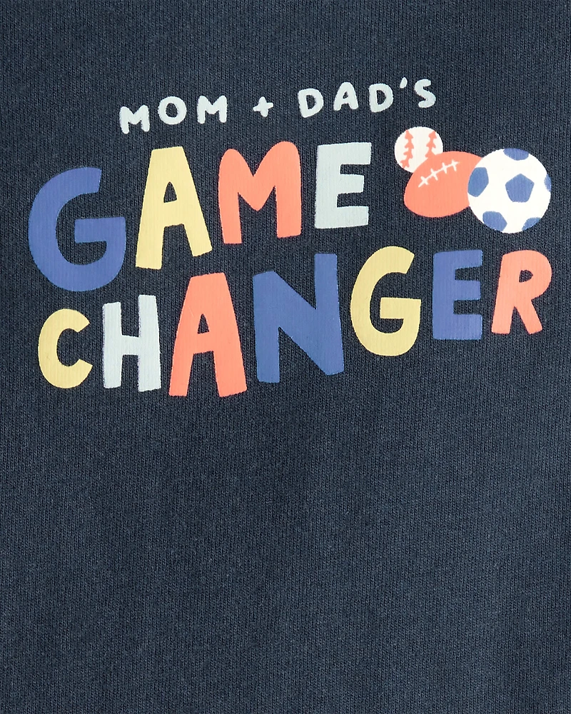 Baby Boy Cotton Long-Sleeve Graphic Bodysuit - Navy Blue