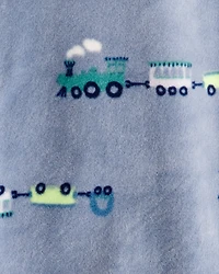 Baby Boy Train DreamPlush Long-Sleeve Snug Fit 1-Piece Pajamas - Blue/Grey