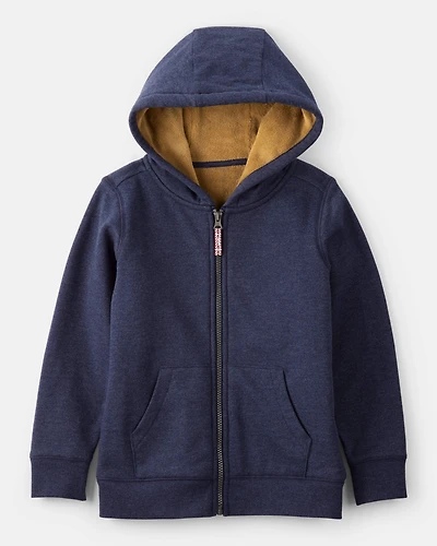 Boys Long-Sleeve Hooded Zip-Up Jacket - Navy