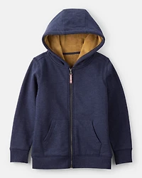 Boys Long-Sleeve Hooded Zip-Up Jacket - Navy