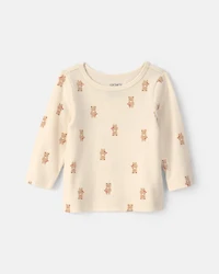 Baby 2-Piece Bear Long-Sleeve Overall Set - Brown