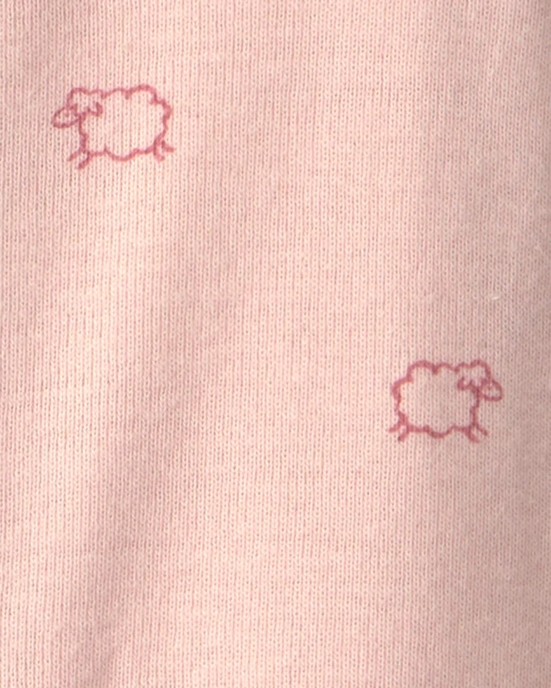 Baby Girl Sheep Long-Sleeve Sleeper Gown - Pink