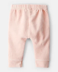 Baby Girl Ribbed Velour Pant - Pink