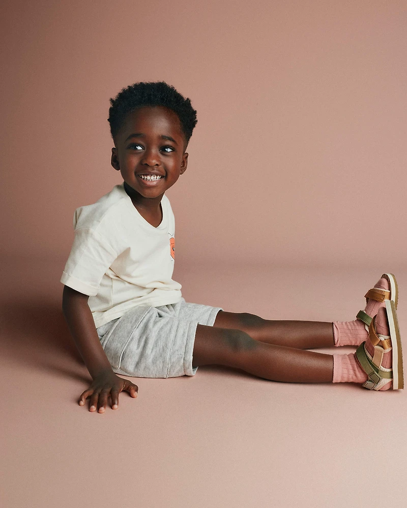 Toddler Boy French Terry Cargo Shorts - Heather Grey