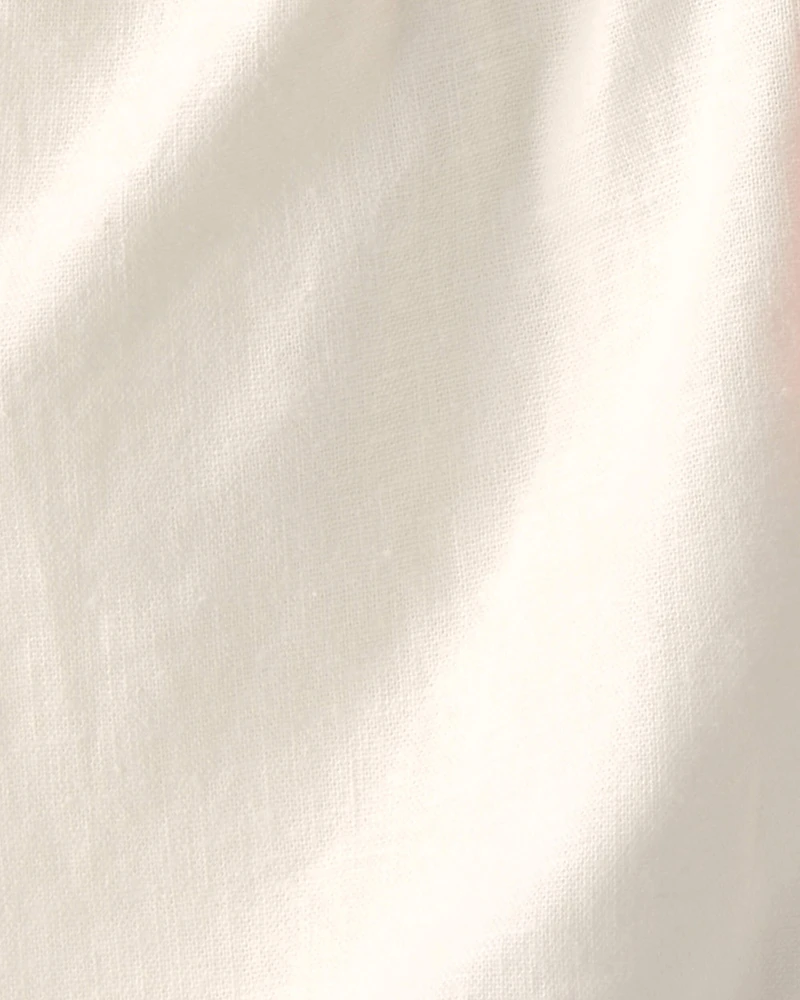 Baby Girl 2-Piece Solid Linen Sleeveless Top & Short Set - Pink/White