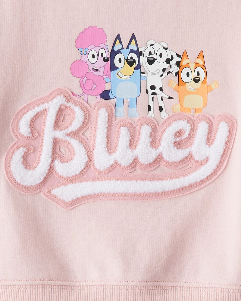 Baby Girl Bluey French Terry Pullover - Pink