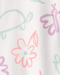 Baby Girl Floral 100% Cotton Snug Fit 1-Piece Pajama Set - White