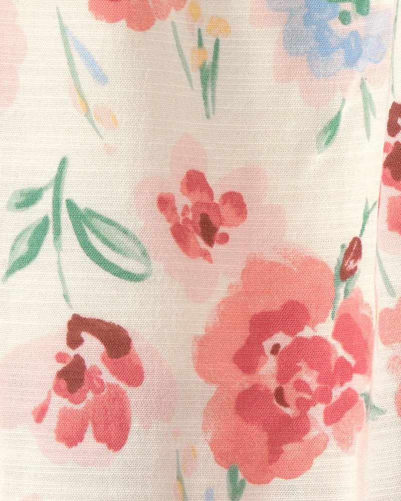 Toddler Girl Floral Pants - Cream