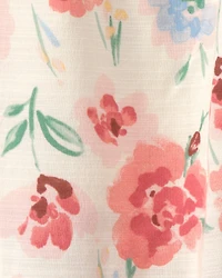 Toddler Girl Floral Pants - Cream