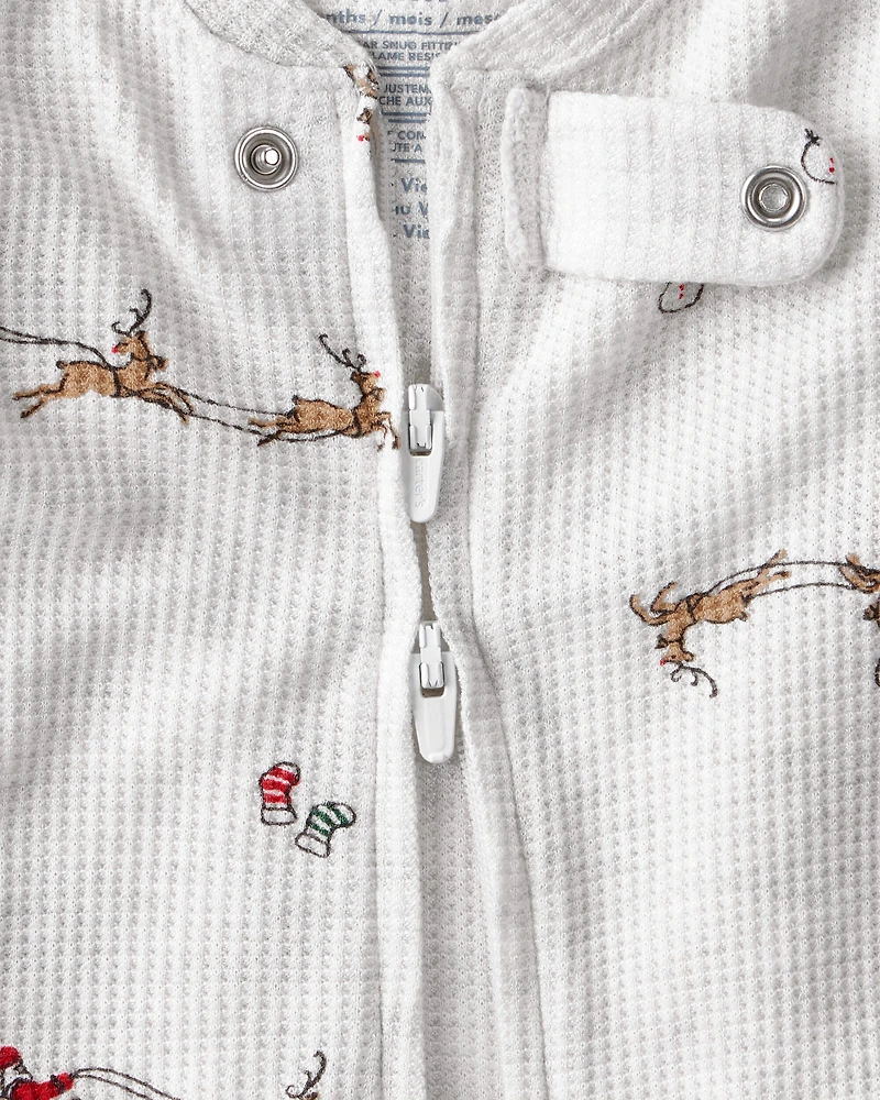 Baby Christmas Santa Reindeer Print PurelySoft Snug Fit 1-Piece Pyjamas