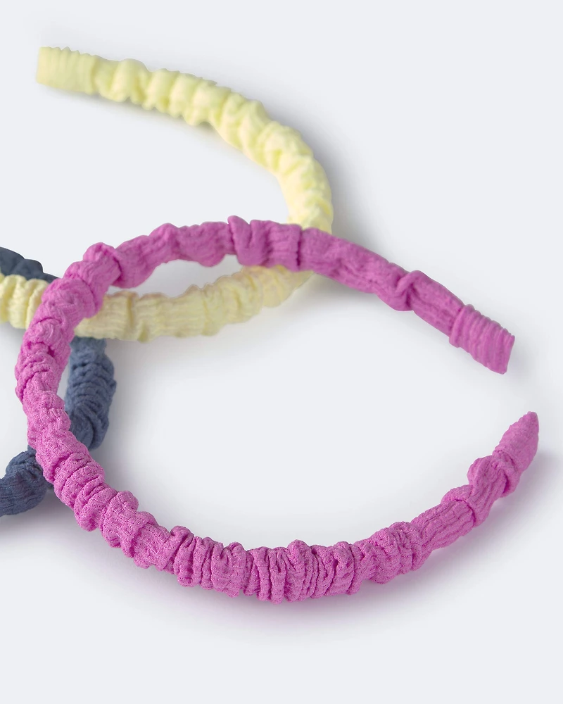 Toddler Girl 3-Pack Headbands - Dark Grey/Yellow/Purple