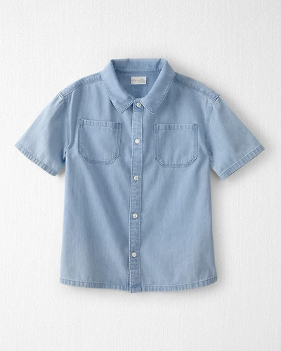 Boys Organic Cotton Chambray Button-Down Top