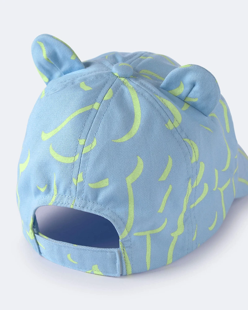 Toddler Baseball Hat with Ears Abstract Print - Blue