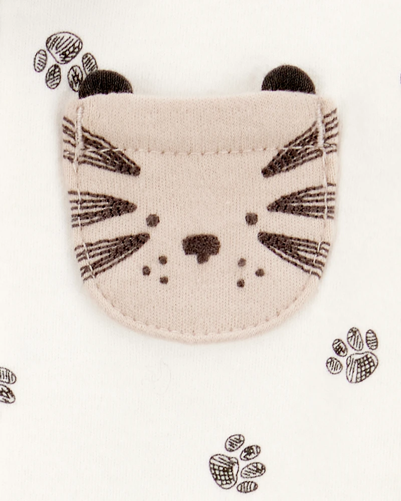 Baby Tiger Print 2-Way Zip Cotton Sleeper