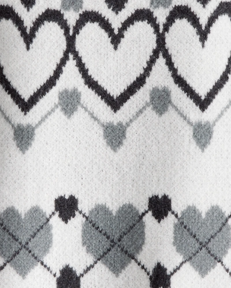 Girls Heart Sweater - White