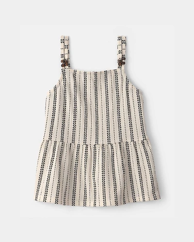 Girls Striped Tank Top - Black/Ivory