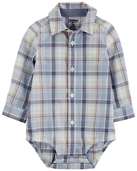 Baby Plaid Button-Front Bodysuit