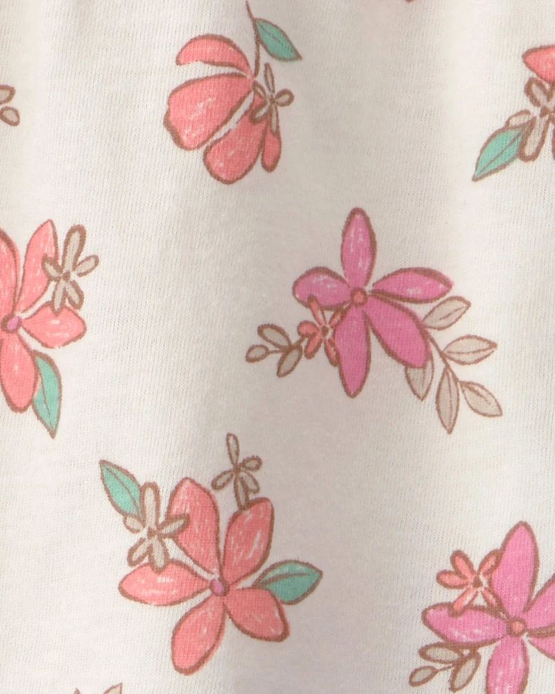 Baby Girl 2-Piece Floral Top & Short Set - Cream/Tan