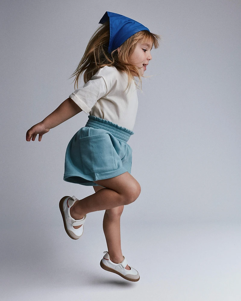 Toddler Girl Swing Short with Pockets - Pale Blue