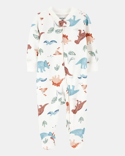 Baby Boy Dinosaur 2-Way Zip Cotton Sleeper pyjamas
