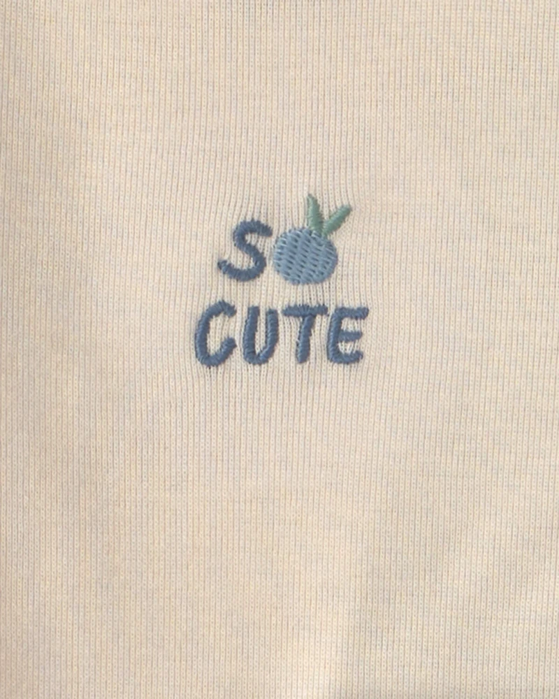 Baby Girl 3-Piece Blueberry Bodysuit & Pant Set - Blue/Ivory