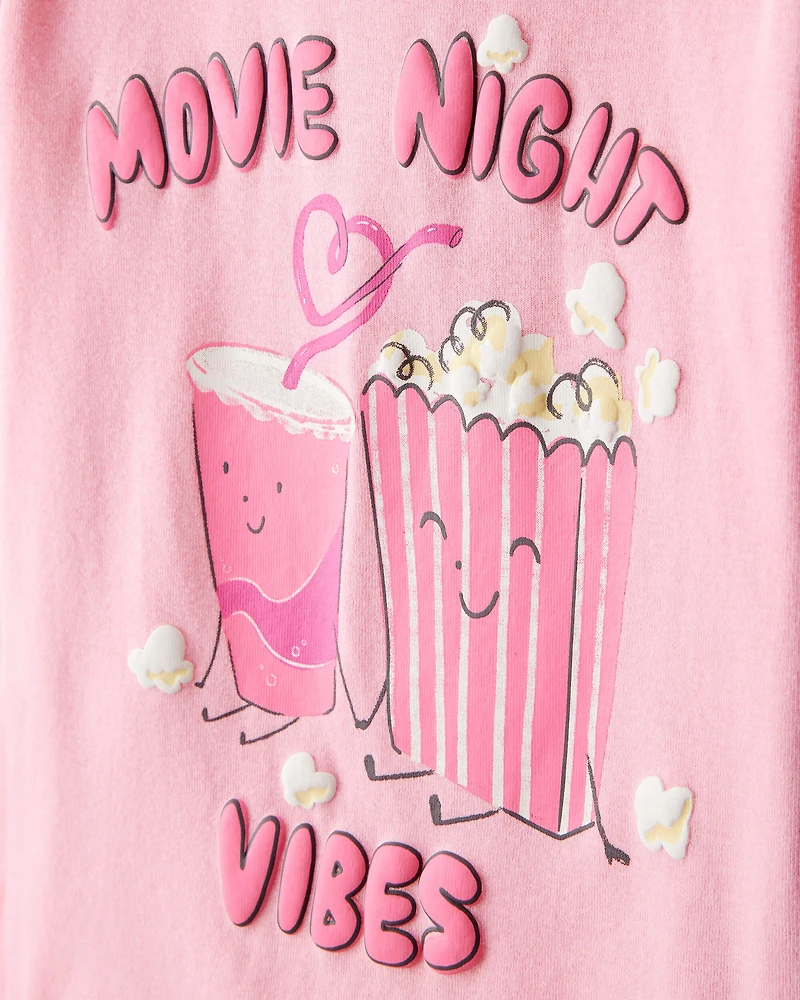 Girls Movie Print 100% Cotton Long-Sleeve 4-Piece Pyjamas - Black/Pink
