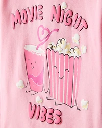 Girls Movie Print 100% Cotton Long-Sleeve 4-Piece Pyjamas - Black/Pink