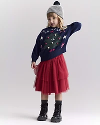 Toddler Striped Pom Beanie - Black/White