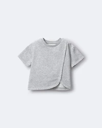 Toddler Girl French Terry Dolphin-Hem Top - Heather Grey